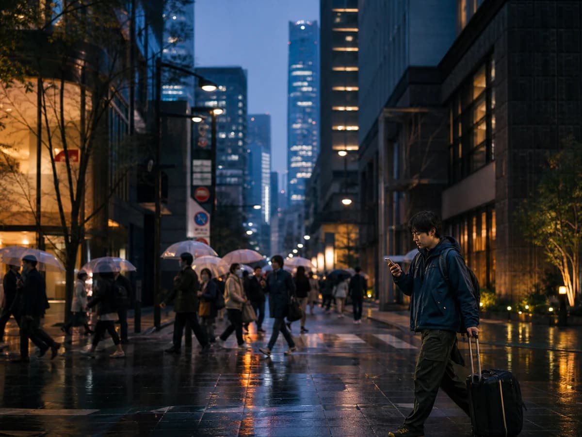 A traveller staying reachable while moving through Tokyo