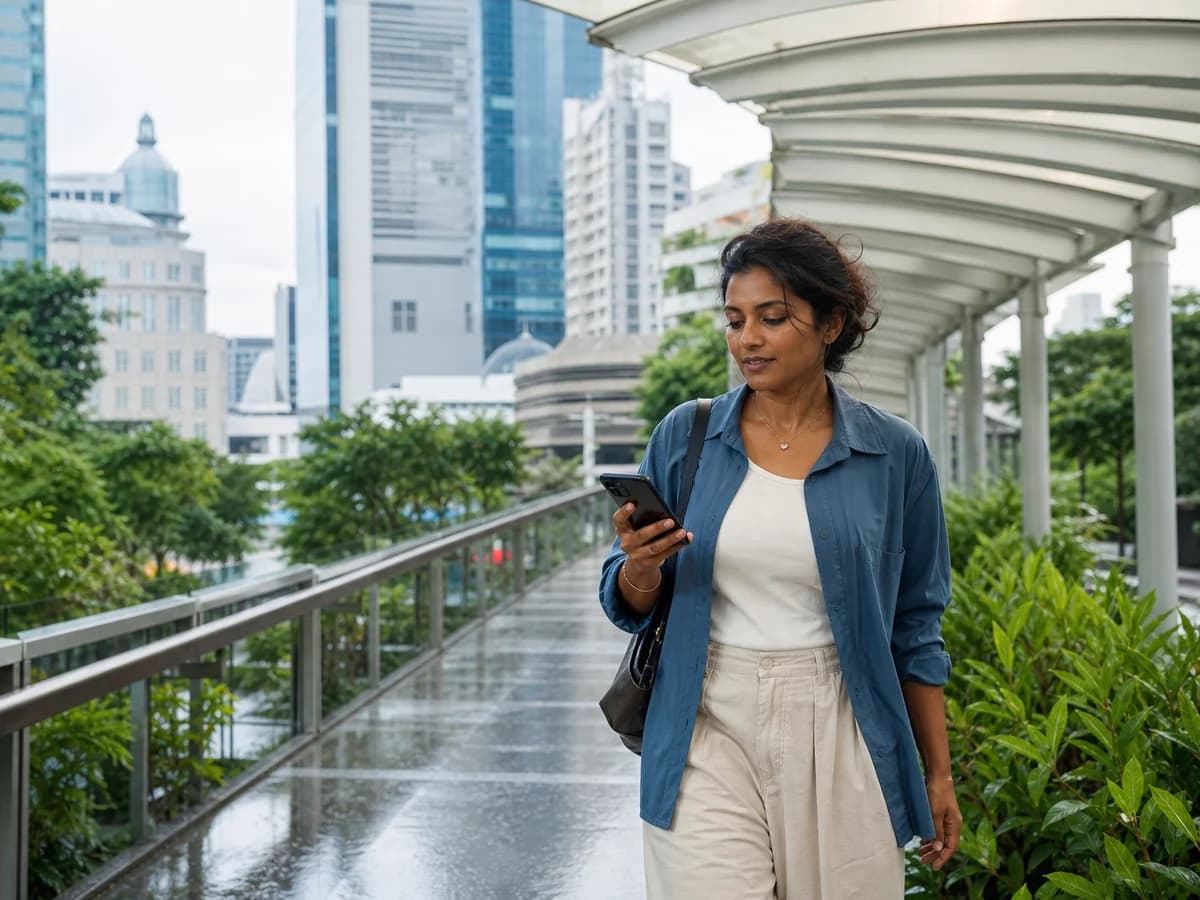 A traveller coordinating plans from Singapore