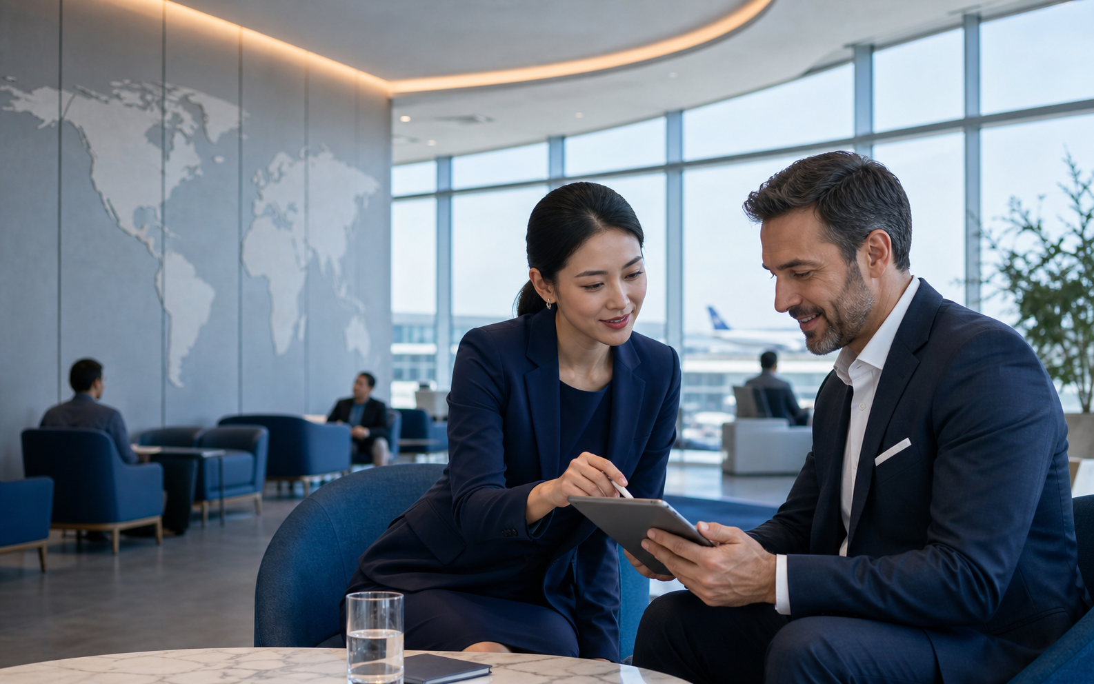 Business partners planning a travel connectivity programme