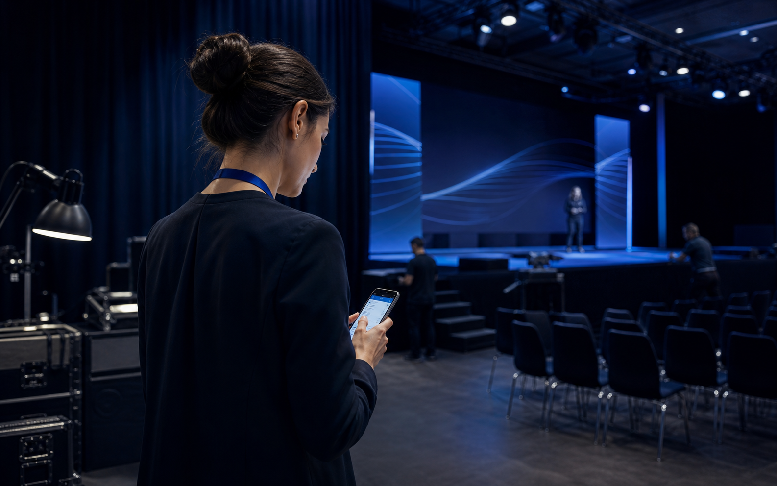 An event organiser preparing an international conference